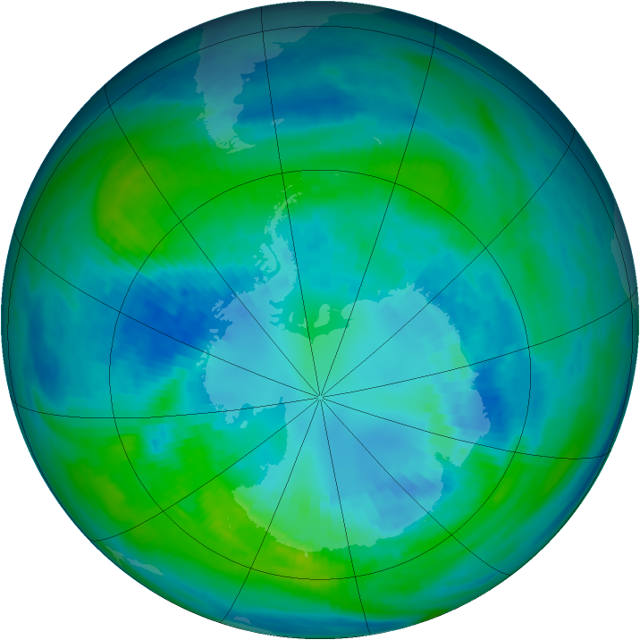 Antarctic ozone map for 10 April 1984